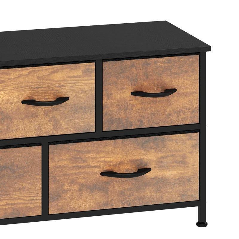 Kahverengi Metal ve MDF 5 Çekmeceli Ferforje Şifonyer - 100x30x55 cm - 123999