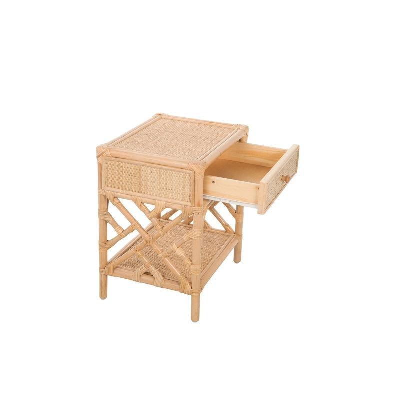 Kahverengi Rattan Tek Çekmeceli Raflı Komodin - 51x41x60 cm - 127211