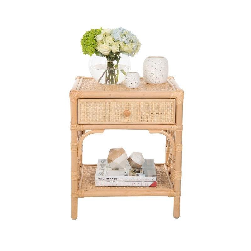 Kahverengi Rattan Tek Çekmeceli Raflı Komodin - 51x41x60 cm - 127211