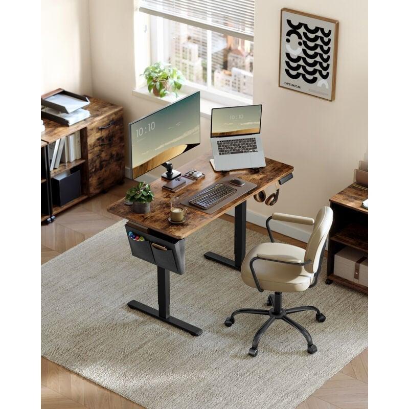 Kahverengi Siyah Çelik Motorlu Ayarlanabilir Bilgisayar Masası-60x120x72-120 cm - 114456