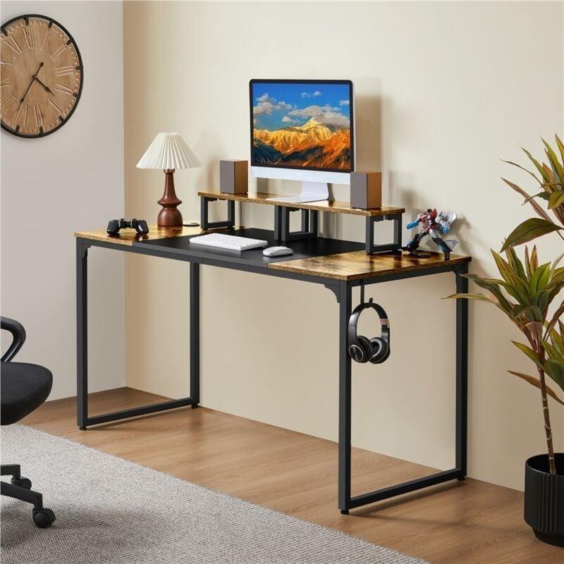 Kahverengi Siyah Yonga Levha Kablo Geçişli Bilgisayar Masası-140x60x89 cm - 115204