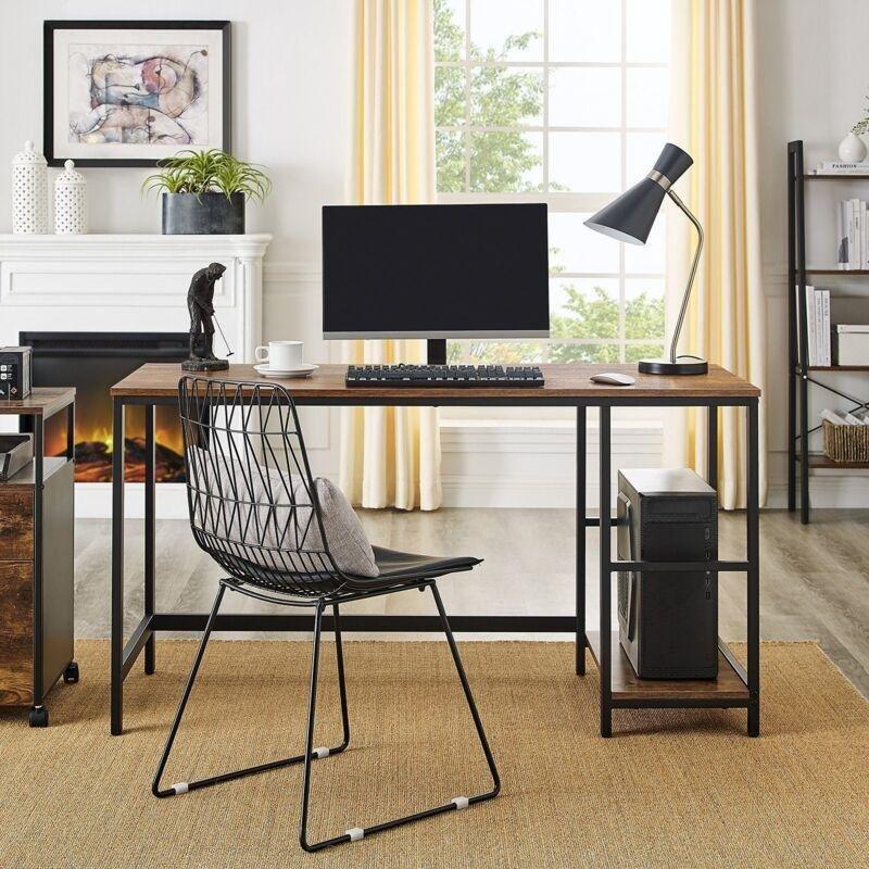 Kahverengi Siyah Yonga Levha Raflı Elektrikli Bilgisayar Masası-60x140x75 cm - 114569