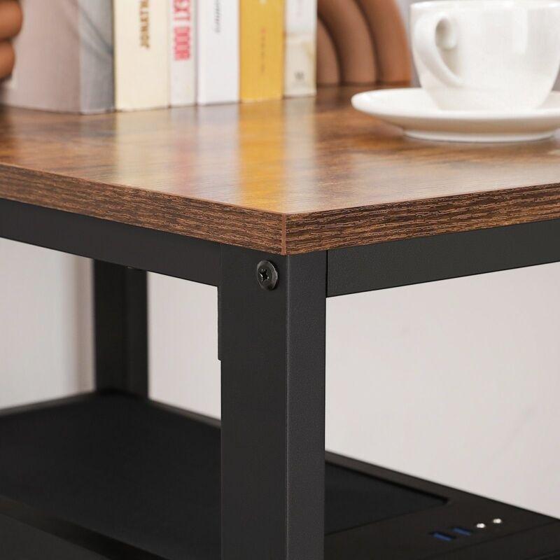 Kahverengi Siyah Yonga Levha Raflı Elektrikli Bilgisayar Masası-60x140x75 cm - 114569