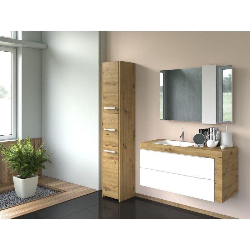 Kahverengi Suntalam 3 Kapaklı Raflı Banyo Dolabı-170x30x30 cm - 113830