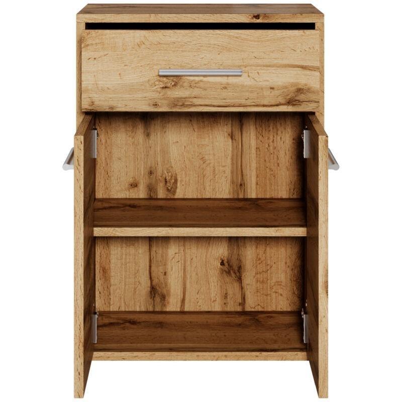 Kahverengi Suntalam Kapaklı Çekmeceli Ayaklı Banyo Dolabı-52x29x79 cm - 113843
