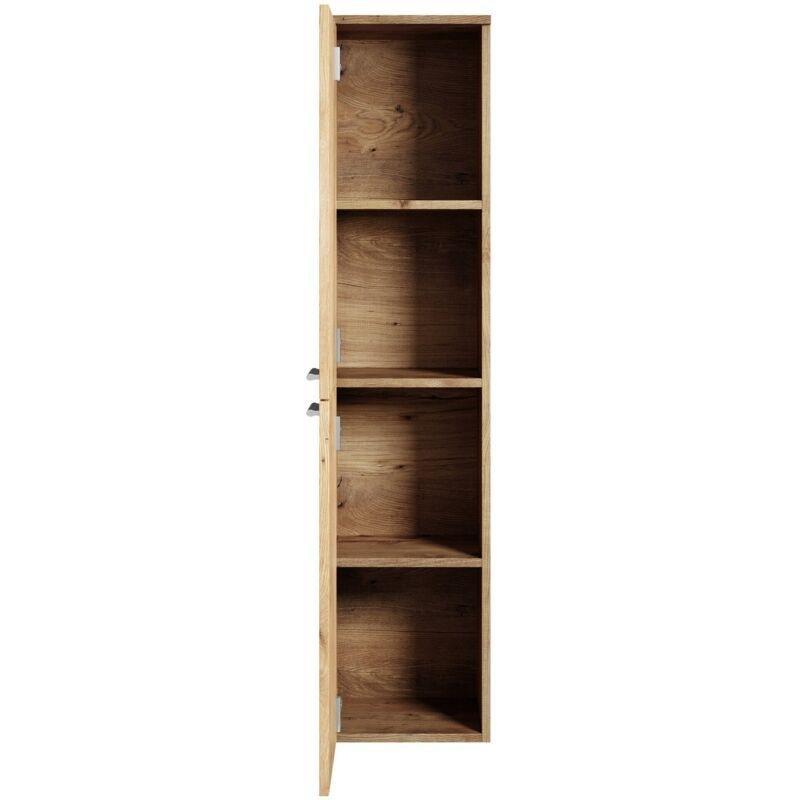 Kahverengi Yonga Levha Çift Kapaklı Banyo Dolabı-35x35x130 cm - 113923