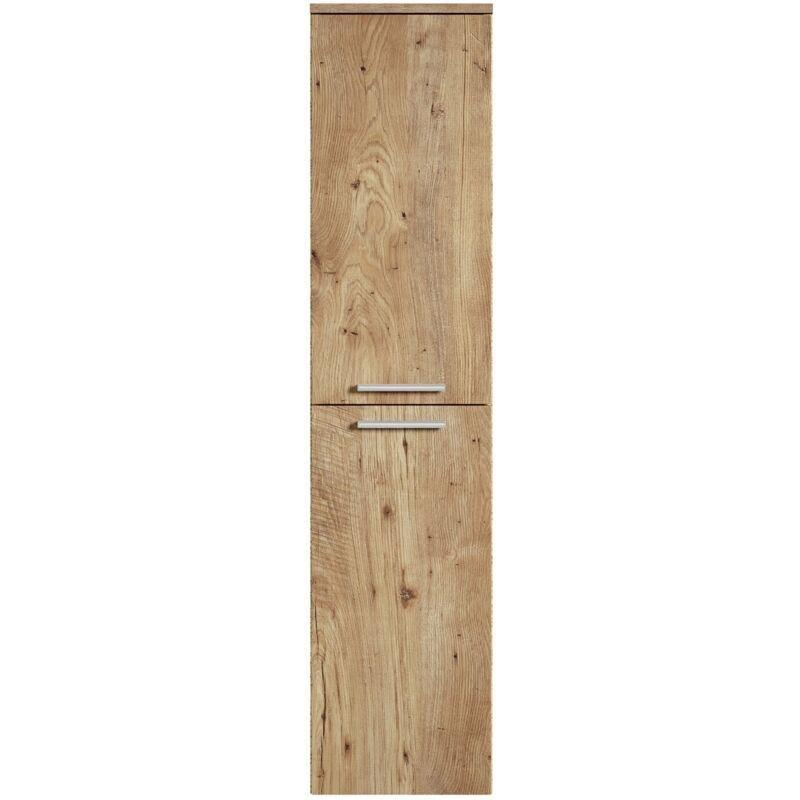 Kahverengi Yonga Levha Çift Kapaklı Banyo Dolabı-35x35x130 cm - 113923