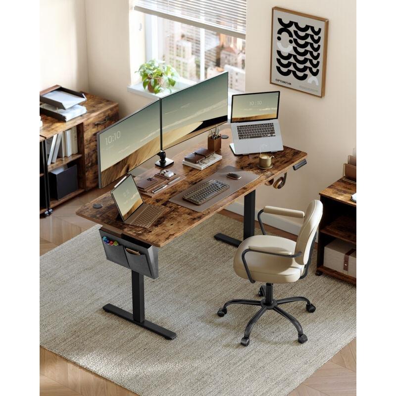 Kahverengi Yonga Levha Hafızalı Yükseklik Ayarlı Elektrikli Bilgisayar Masası-160x70x120 cm - 114401