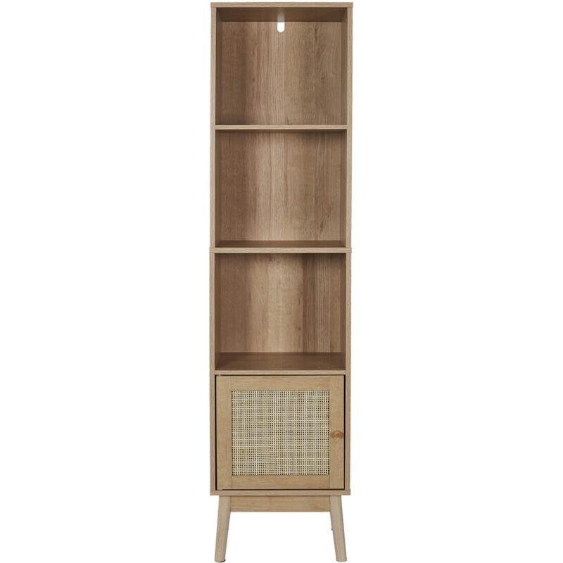 Kahverengi Yonga Levha Raflı Hasır Banyo Dolabı-40x30x160 cm - 114239