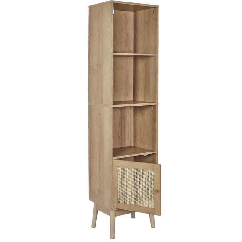 Kahverengi Yonga Levha Raflı Hasır Banyo Dolabı-40x30x160 cm - 114239