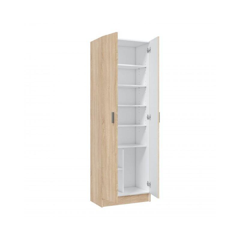 Kanada Meşe Melamin Kaplı 2 Kapaklı Ayarlanabilir Raflı Ahşap Ayakkabılık - 59x37x180 cm - 119003