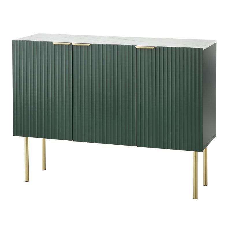 Kanal Tasarımlı MDF Gövde Metal Ayaklı Gold Konsol - 120x40 cm - 129004