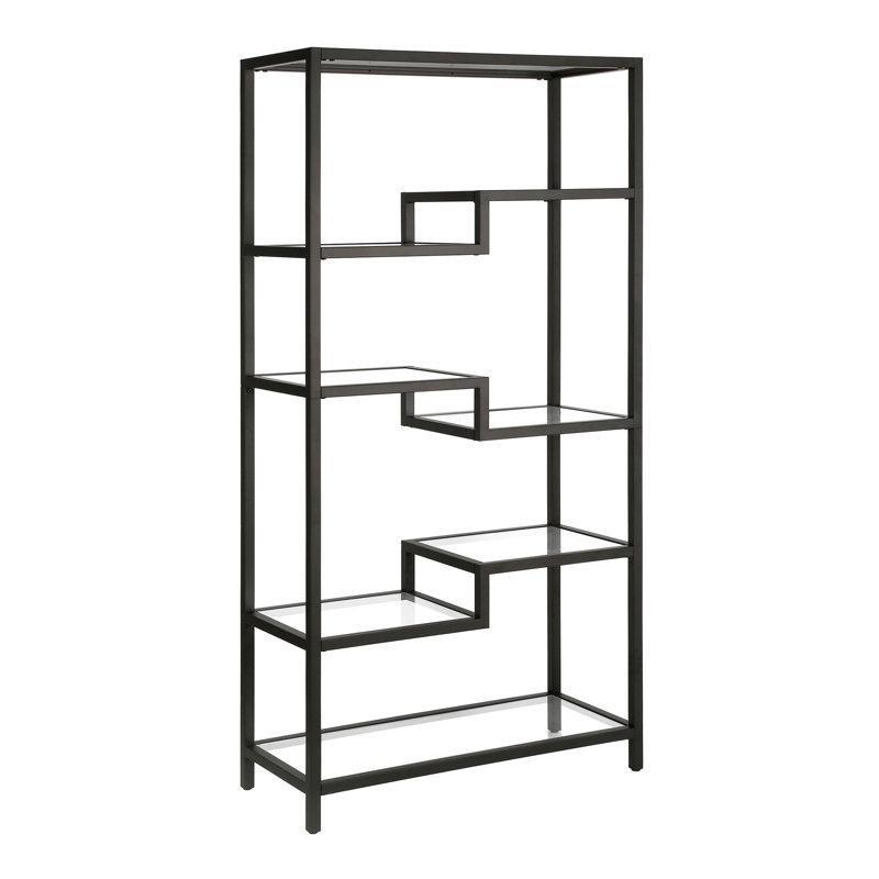 Karartılmış Bronz Metal ve Cam 4 Raflı Modern Kitaplık - 173x87 cm - 141967