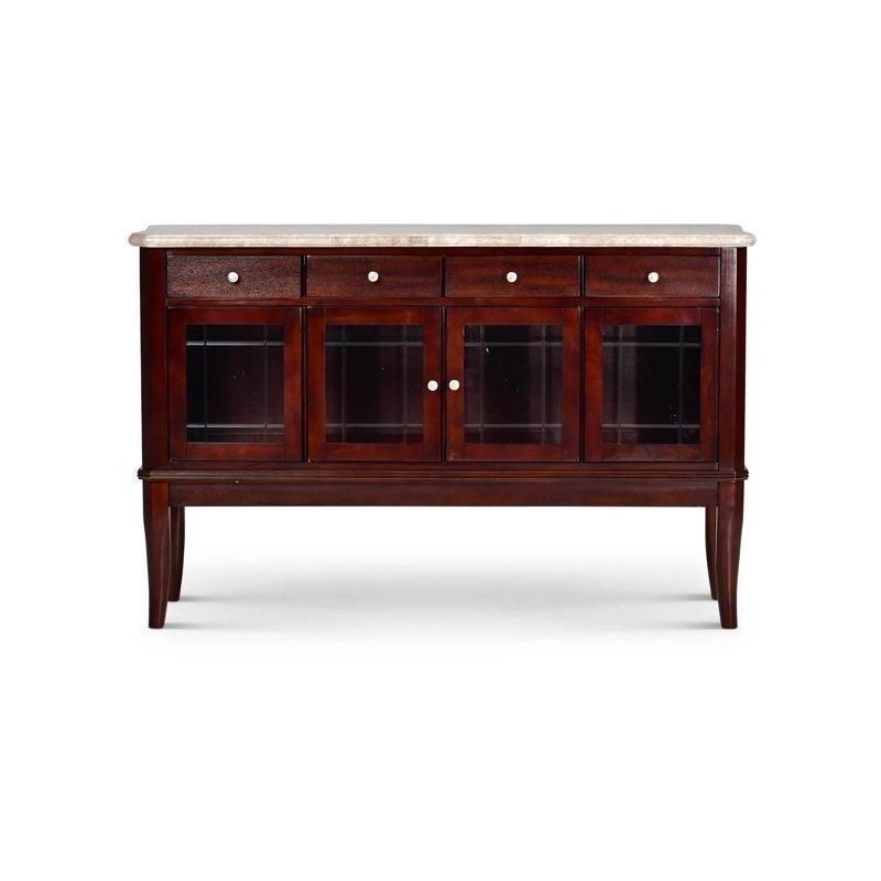 Kiraz Kahve Mermer Üst Tablalı 4 Çekmeceli ve Kapaklı Konsol - 150x46x94 cm - 128572