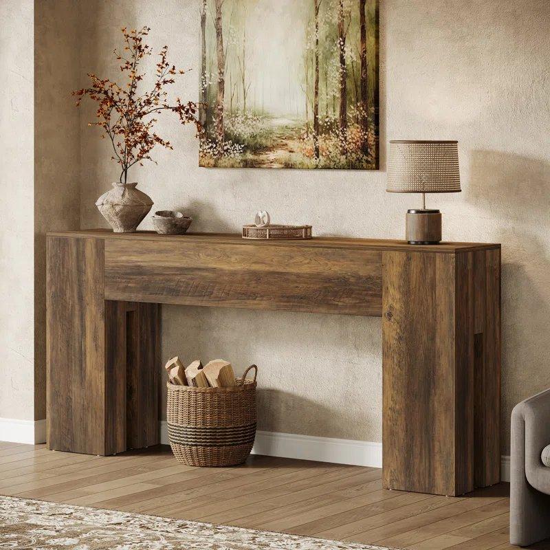 Koyu Kahverengi Endüstriyel Ahşap Leke Tutmaz Dresuar - 180x35x83 cm - 132974