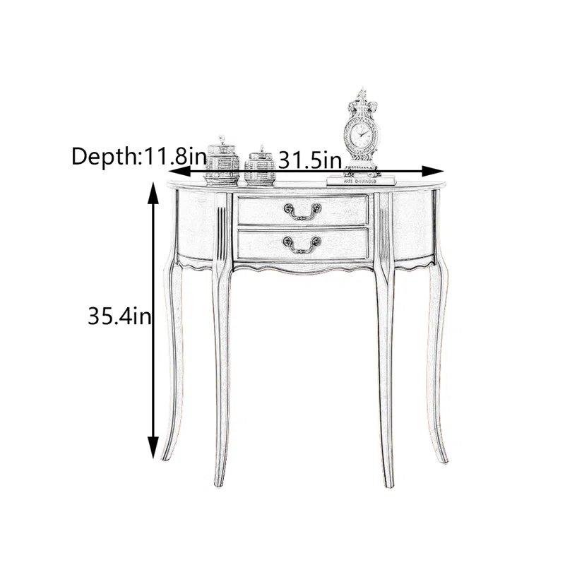 Koyu Kahverengi Masif Kauçuk Ağacı 2 Çekmeceli Yarım Ay Tasarımlı Oval Dresuar - 80x30x90 cm - 132383