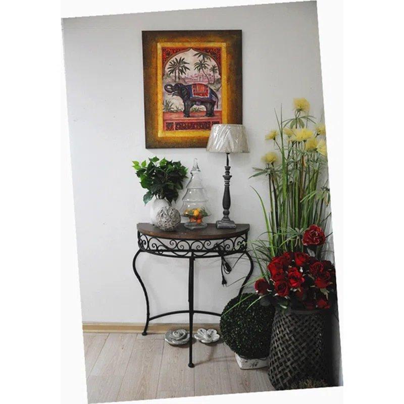 Koyu Kahverengi Metal Izgara Detaylı Oval Dresuar - 72x36 cm - 132274