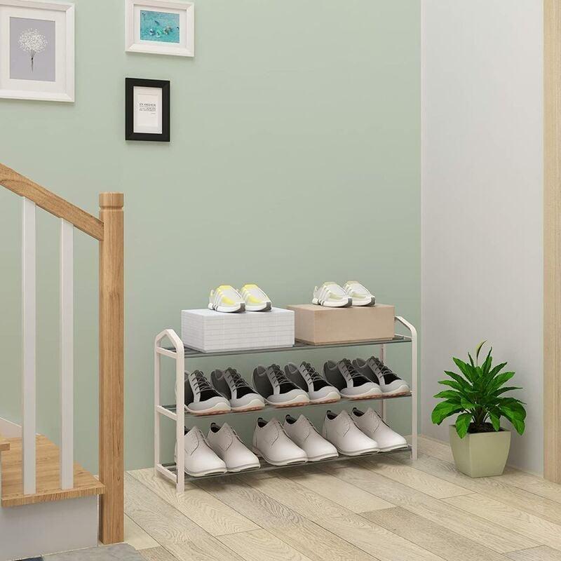 Krem Siyah Çelik Borulu 3 Katlı 12 Çift Kapasiteli Ayakkabılık - 79x20x45 cm - 120521