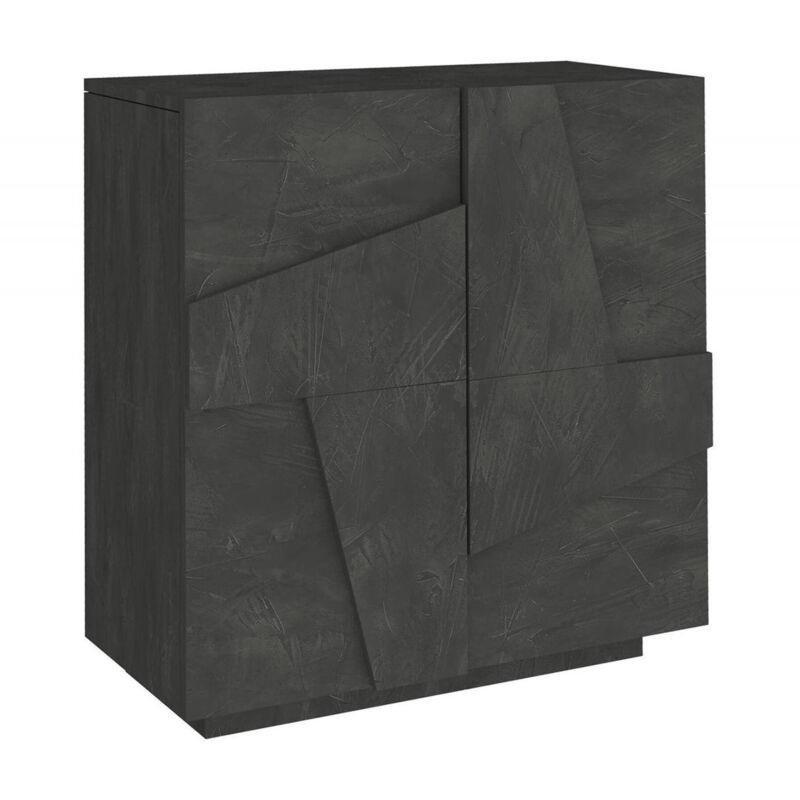 Kül Grisi Endüstriyel Ahşap Geometrik Desenli Kapaklı Ayakkabılık - 81x38x86 cm - 119683
