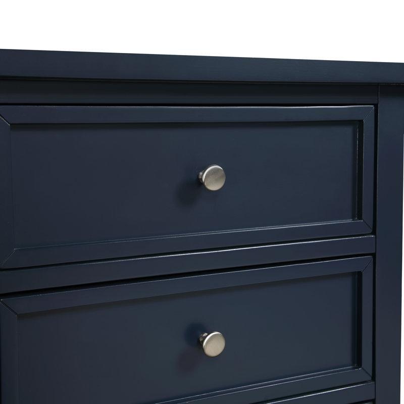Lacivert Masif Ahşap 3 Çekmeceli İkili Set Komodin - 58x68 cm - 127466