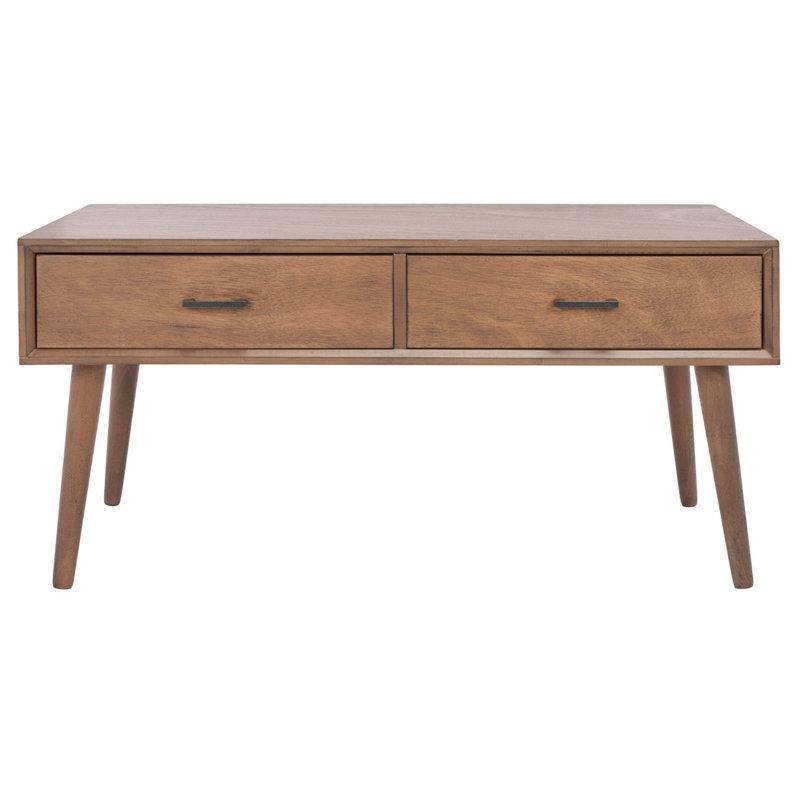Masif Ahşap 2 Çekmeceli Yumuşak Kapanışlı Modern Cam Sehpa-46x96x49 cm - 117675