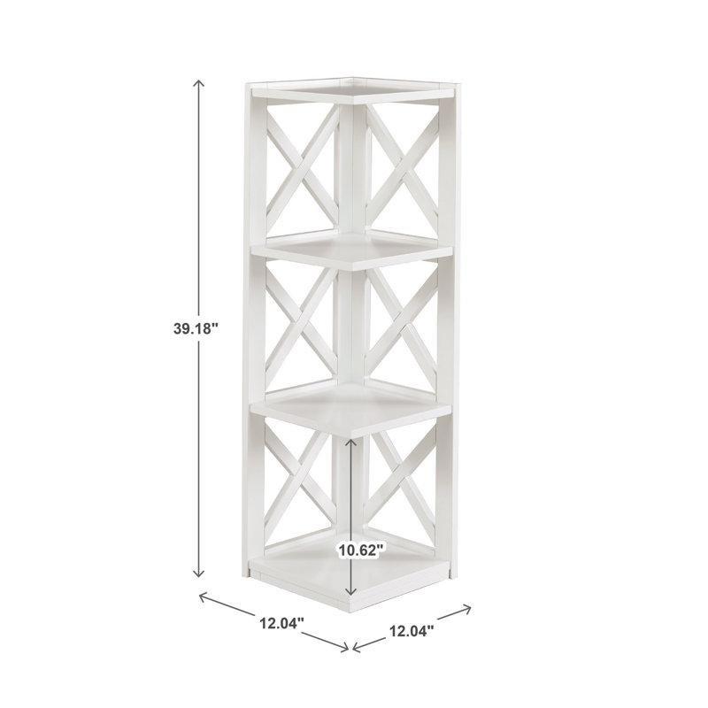 Masif Ahşap 3 Raflı X Tasarım Köşe Kitaplık - 100x31x43 cm - 141847