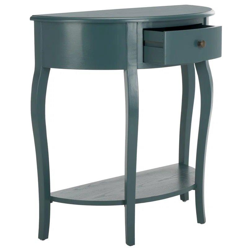 Masif Ahşap Çekmeceli Raflı Yarım Ay Tasarım Oval Dresuar - 84 cm - 132431