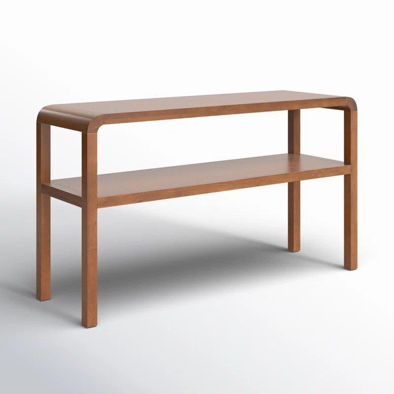 Masif Ahşap Raflı Kavisli Tasarım Dresuar - 136x43x77 cm - 132873