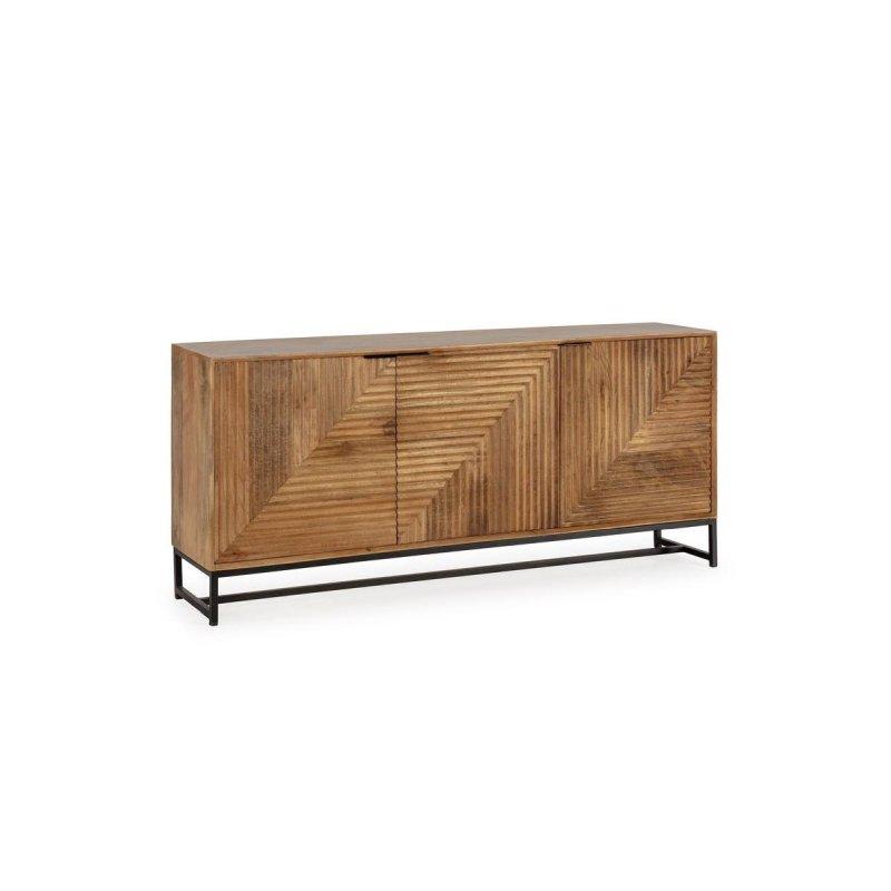 Masif Akasya Ahşap 3 Kapaklı Metal Ayaklı Konsol - 170 cm - 129383