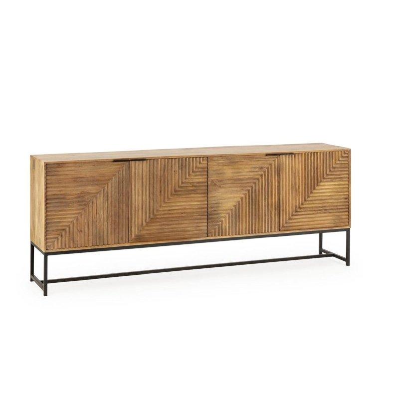 Masif Akasya Ahşap Metal Ayaklı 4 Kapaklı Konsol - 210x40x80 cm - 129322