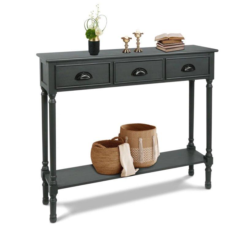 Masif Çam 3 Çekmeceli Alt Raflı Koltuk Arkası Dresuar - 101x25x82 cm - 132457