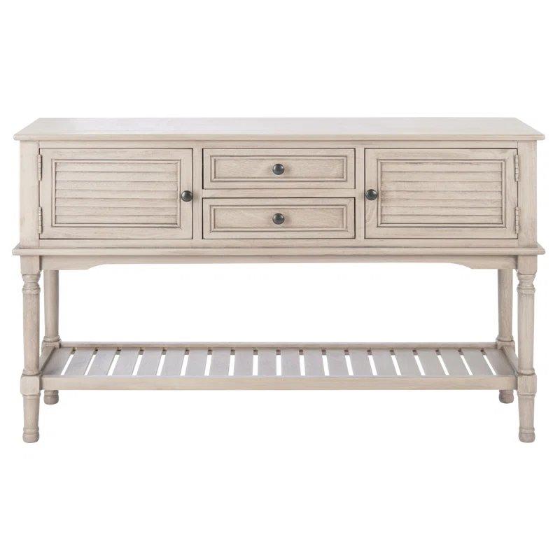 Masif Çam ve Endüstriyel Ahşap 2 Çekmeceli Panjur Kapaklı Koltuk Arkası Dresuar - 121x34 cm - 132037