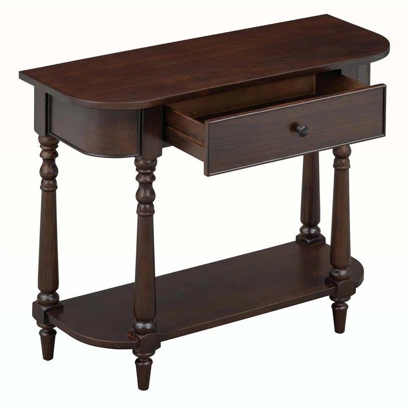 Masif Çam ve MDF Kavisli Tasarım Çekmeceli Raflı Oval Dresuar - 92x36x78 cm - 132311