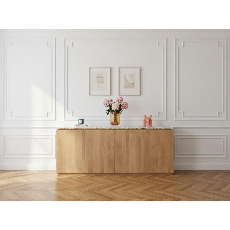 Masif Mango Ağacı ve Terrazzo 4 Kapaklı Konsol - 200x80 cm - 129518