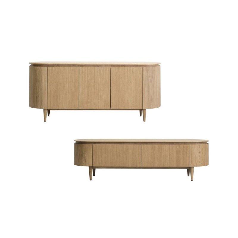 Masif Meşe Kaplama Japandi Tasarım Konsol - 180 cm - 129540