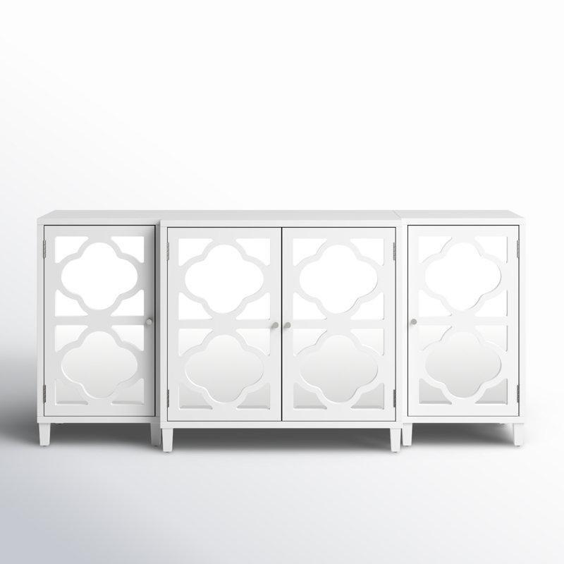 Masif ve Endüstriyel Ahşap 4 Kapaklı Ayarlanabilir Raflı Aynalı Konsol - 187x49x87 cm - 128881