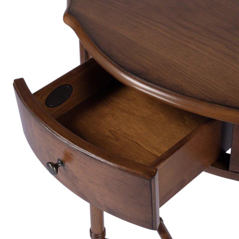 Masif ve Endüstriyel Ahşap Çekmeceli Yarım Ay Tasarım Oval Dresuar - 82 cm - 132174