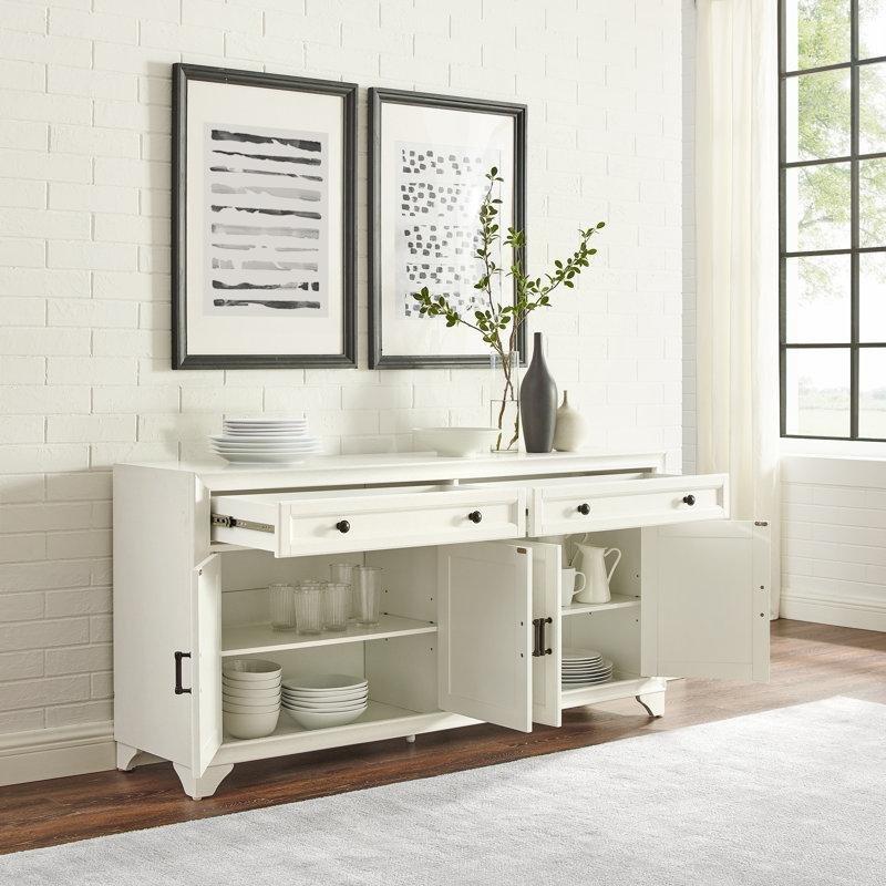 Masif ve Endüstriyel Ahşap Eskitme Tasarımlı 4 Kapaklı 2 Çekmeceli Konsol - 155x76 cm - 128542