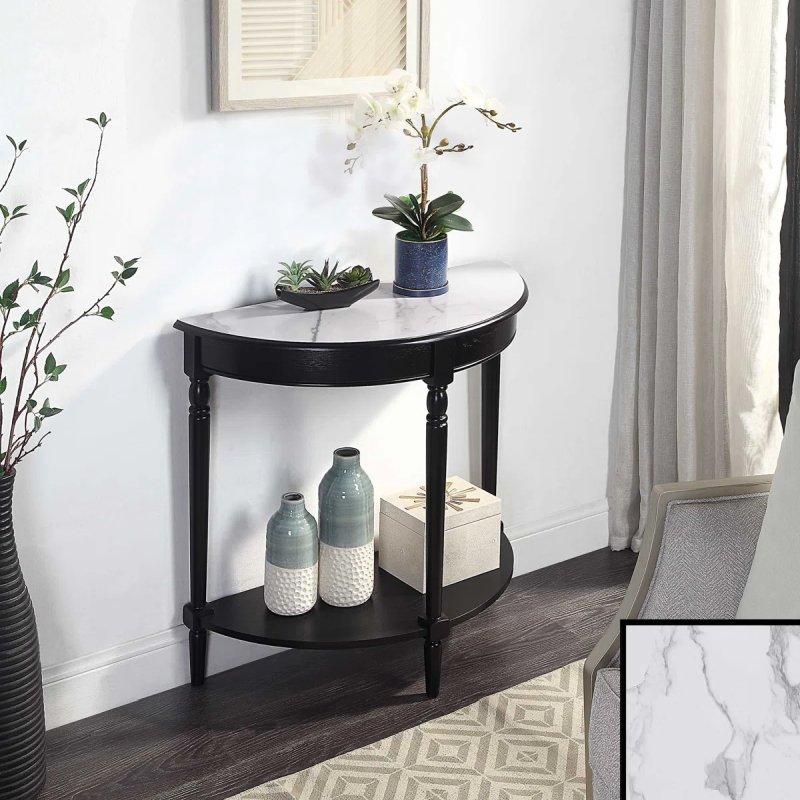 Masif ve Endüstriyel Ahşap Raflı Torna Ayaklı Yarım Ay Oval Dresuar - 80x36x77 cm - 132336