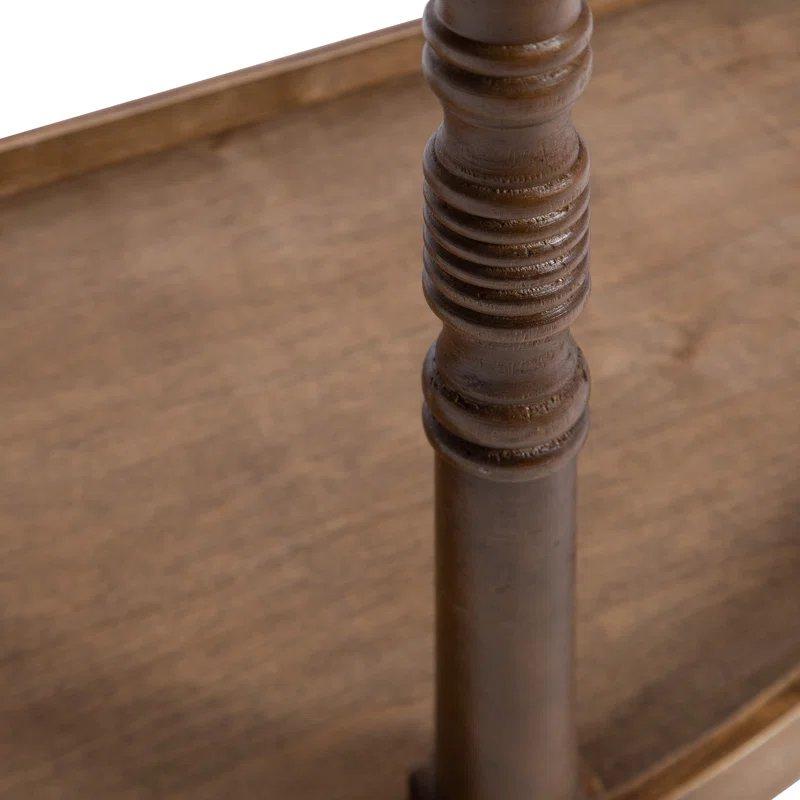 Masif ve Endüstriyel Ahşap Raflı Yarım Ay Tasarımlı Oval Dresuar - 77x36x77 cm - 132230