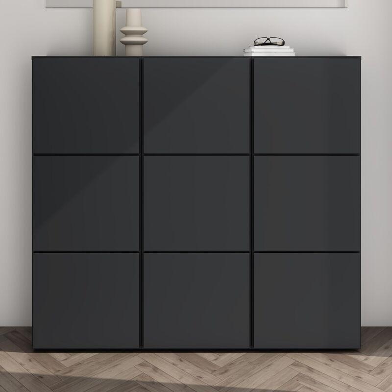 Mat Beyaz Endüstriyel Ahşap Soft Close Kapaklı Ayakkabılık - 45x36x120 cm - 119947