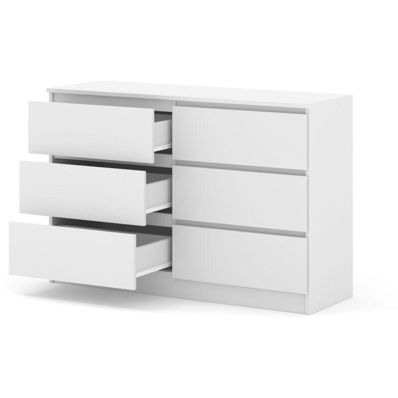 Mat Beyaz MDF 6 Çekmeceli Modern Şifonyer - 120x40x81 cm - 123237