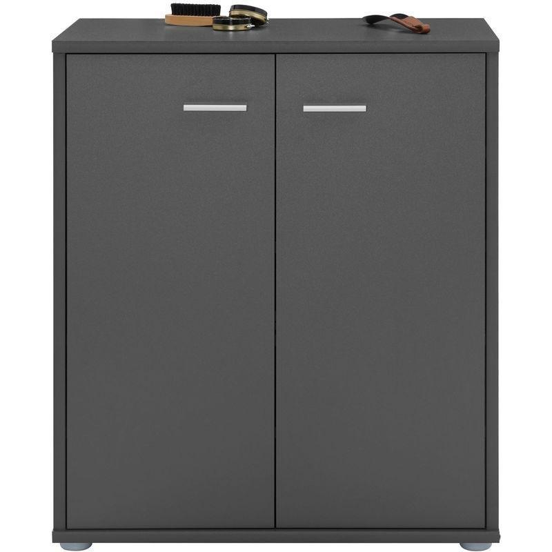 Mat Gri Endüstriyel Ahşap 2 Kapaklı Ayarlanabilir Raflı Ayakkabılık - 57x32x66 cm - 120127