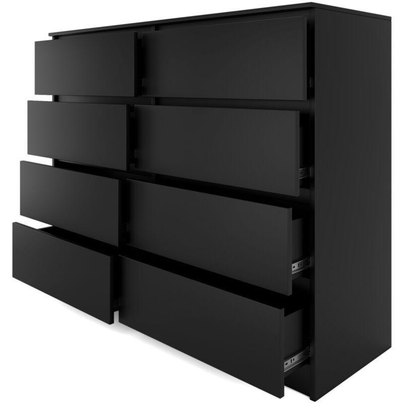 Mat Siyah Ahşap 8 Çekmeceli Şifonyer - 120x40x97 cm - 123157