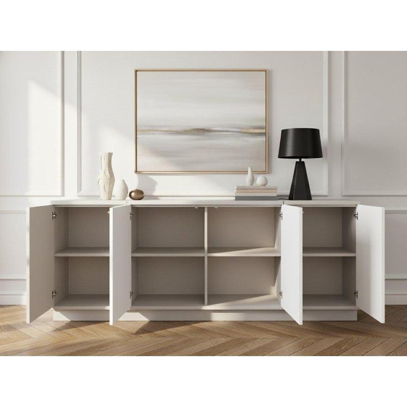 Mat Yüzeyli Endüstriyel Ahşap Gold Kulplu 4 Kapaklı Konsol - 200x43x77 cm - 129339