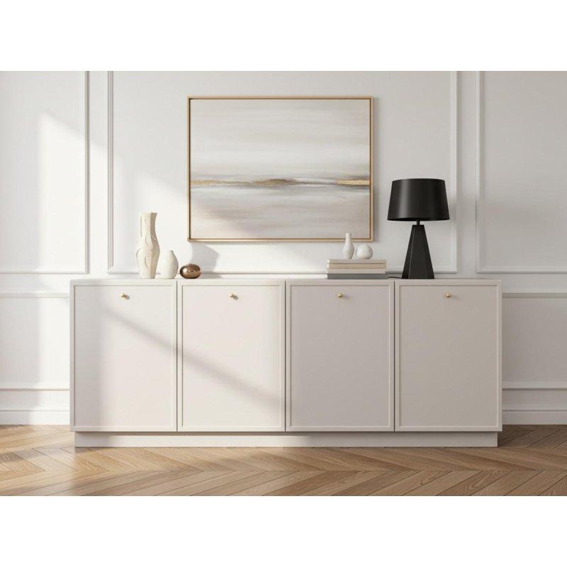 Mat Yüzeyli Endüstriyel Ahşap Gold Kulplu 4 Kapaklı Konsol - 200x43x77 cm - 129339