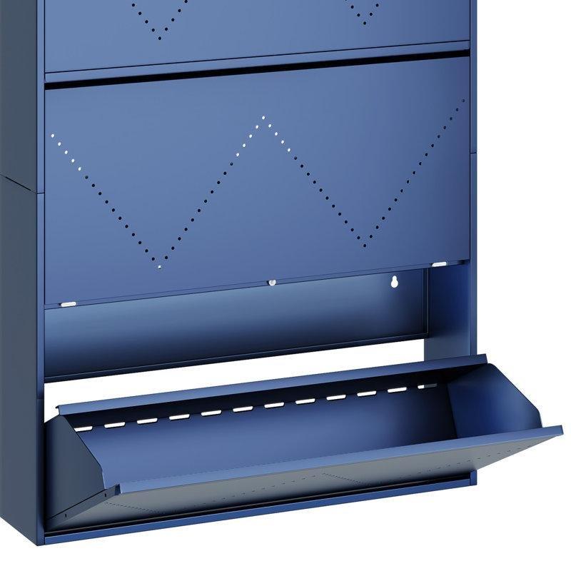 Mavi Metal 3 Düşer Kapaklı Askılıklı ve Raflı Duvara Monte Ayakkabılık - 80x15x170 cm - 120853