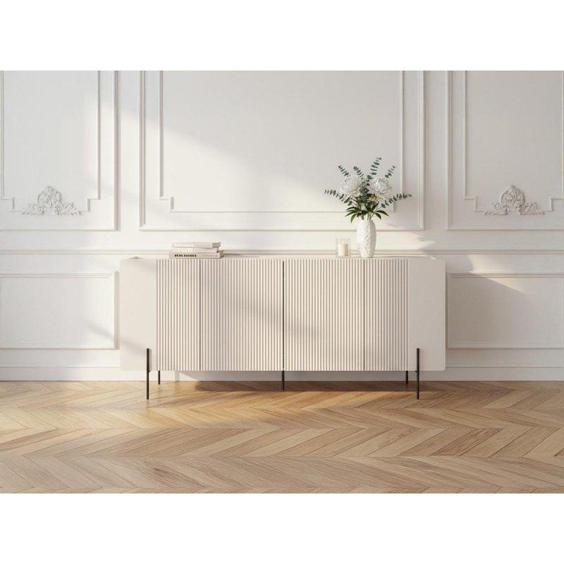 Mermer Desenli Siyah Ayaklı 4 Kapaklı Konsol - 200 cm - 129411