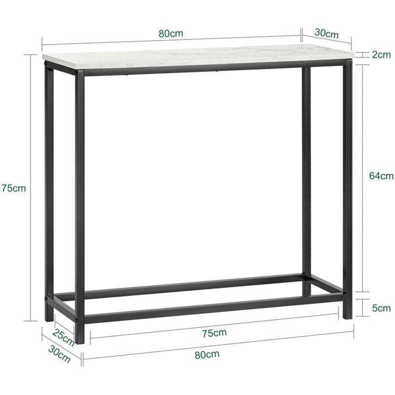 Mermer Desenli Siyah Metal Ayaklı Endüstriyel Ahşap Dresuar - 80x30x75 cm - 133971
