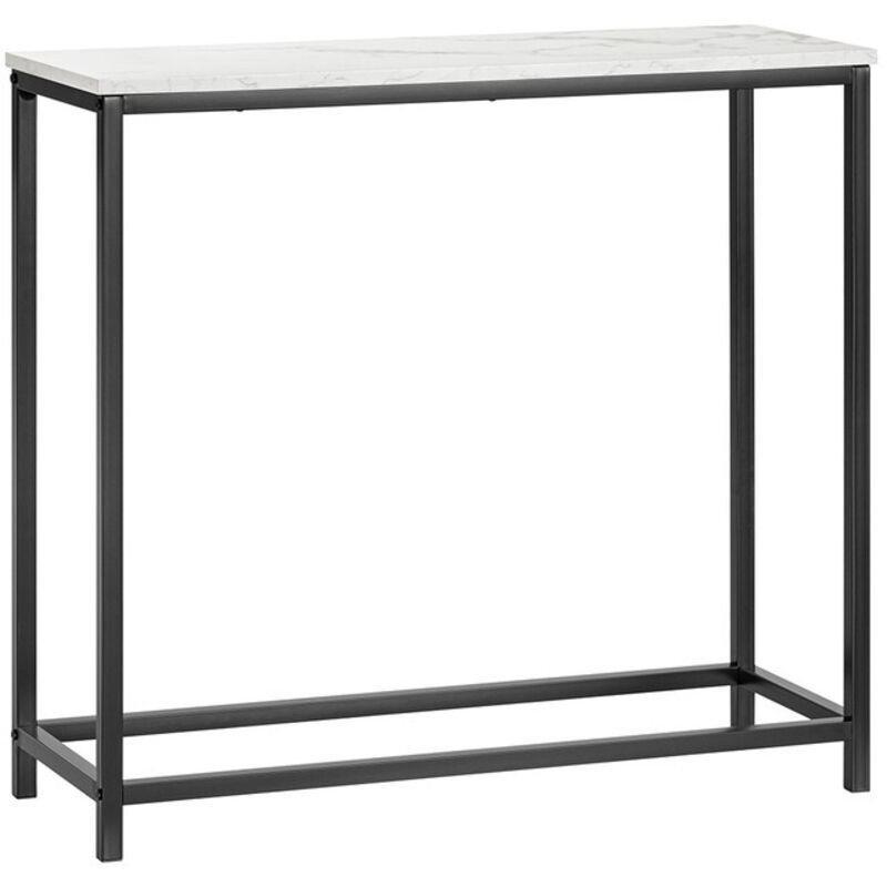 Mermer Desenli Siyah Metal Ayaklı Endüstriyel Ahşap Dresuar - 80x30x75 cm - 133971